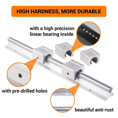 Beefed Up Linear Rail Kit SBR20 1000mm With Two Rails And Four Carriages SBR20UU Blocks, Screws, And Wrench Included For DIY CNC