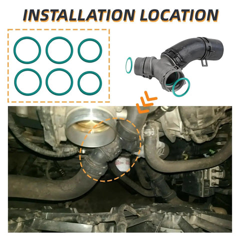 O Ring Seal Set For Ford F Series Radiator Hose And T Pipe Coolant Leak Repair 6 Pack installation diagram