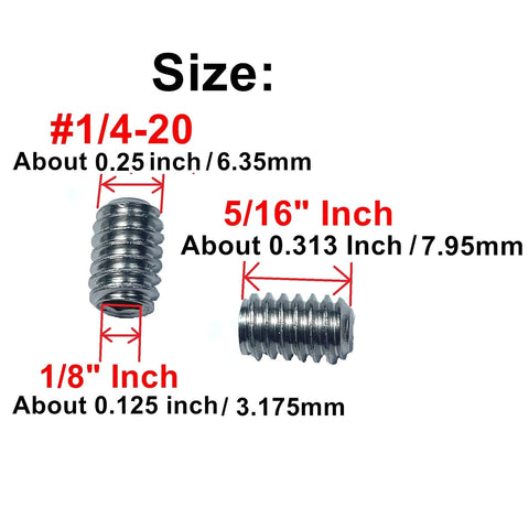 50-Piece Set Screws 1/4-20 By 5/16 Inch 304 Stainless Steel Hex Socket Grub Screws With 1/8 Inch Allen Wrench size details