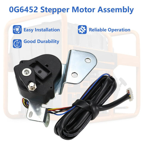0G6452 Stepper Motor Assembly with metal mounting bracket and color-coded wires, front view