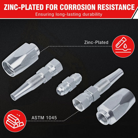 PIKWO 2-Pack hydraulic hose field repair kit, 1/4 in ID, zinc-plated fittings by Amazon