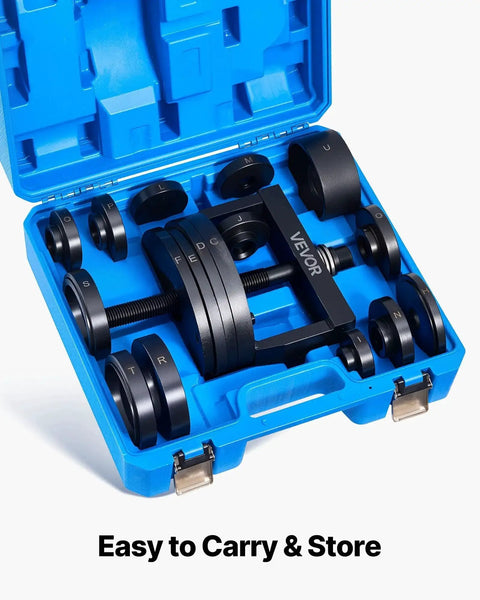 Master Wheel Hub And Bearing Remover And Installer Kit for Front Wheel Drive Vehicles in blue carrying case
