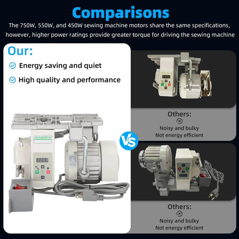 Comparison of Beefy Industrial Sewing Machine Servo Motor With Controller And Foot Switch Brushless 110V 750W 1HP.
