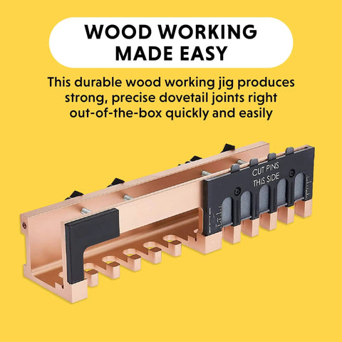 Adjustable Dovetail Jig Kit DIY Friendly 12 Inch Template For Furniture And Cabinet Making Aluminum Layout With Integrated Clamping System Indoor Outdoor Use Includes Joint Box Gold Finish