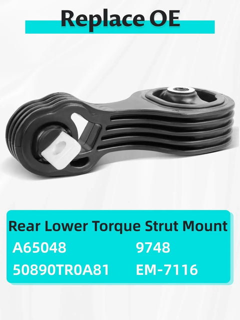Honda Civic Rear Lower Engine Motor Mount And Transmission Torque Strut Mount For Your 2012 To 2015 L4 1.8L Automatic OEM Replacement