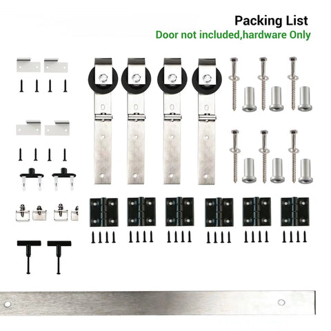 Nickel Plated 72 Inch Double Bifold Sliding Barn Door Hardware Kit For Closet Doors Smooth And Quiet With Side And Top Mount Swivel Wheels Track Length 76 Inches No Door Included