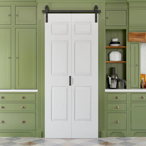 Paintable 40 By 84 Inch Bifold Barn Door With Six Panels No Assembly Required No Sweat Easy Glide Sliding Closet Doors