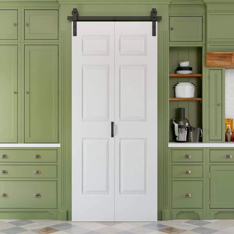 Paintable Bifold Barn Door With Hardware Kit Included No Assembly Required No Fuss Space Saving Design That Fully Folds Open