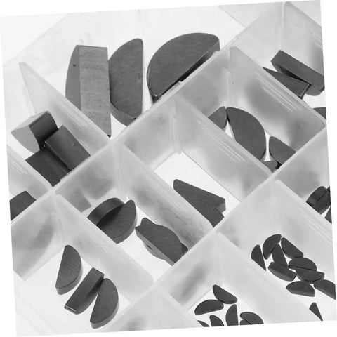 Crescent Woodruff Key Assortment Kit in carbon steel, organized in a box, showing semicircle keys for metric keyways.