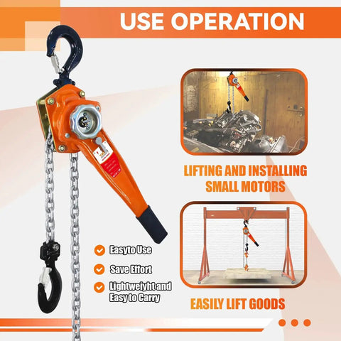 Manual Chain Hoist 1.5 Ton 10 Ft Heavy Duty Lift 3300 Lbs With Durable Hook shown lifting equipment