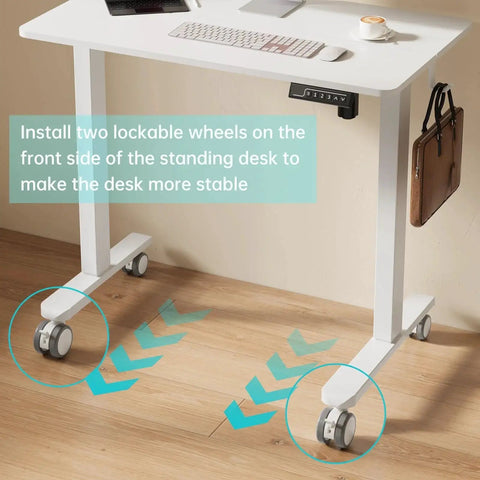 Standing desk with Lockable Stem Caster Wheels Set Of Four, 2 Inch Nylon Threaded Swivel Casters With Five Sixteenth Inch Stems
