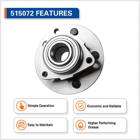 Top view of Front Wheel Hub And Bearing Assembly For 2002 To 2008 Dodge Ram 1500 With 5 Lugs Non ABS High Quality Replacement
