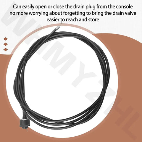 Remote Drain Plug Control Cable For Livewells And Baitwells, 8 Foot Marine Ballast System Cable in coiled position on white background