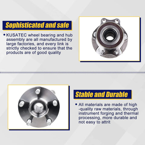 Rear Wheel Bearing Hub Assembly 512518 For Subaru Crosstrek Impreza Forester XV Crosstrek 2013 2014 2015 5 Lug With ABS 4 Bolt Flange Replacement Premium Grade Durable Direct Fit And Long Life Performance shown front and side view.