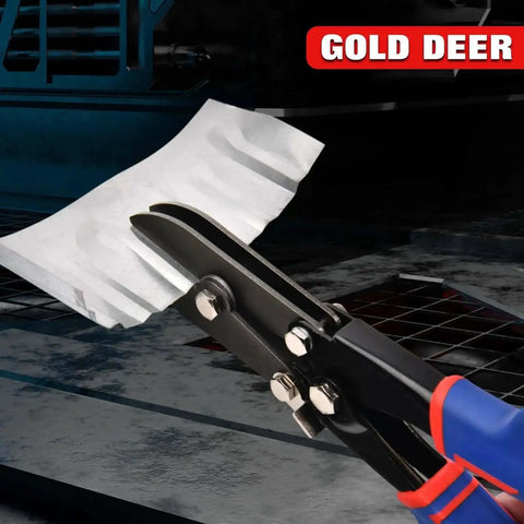 Five Blade Hand Crimper For 22 To 28 Gauge Sheet Metal Duct Work Downspout And Stove Pipe Crimp Tool with ergonomic TPR handle in use