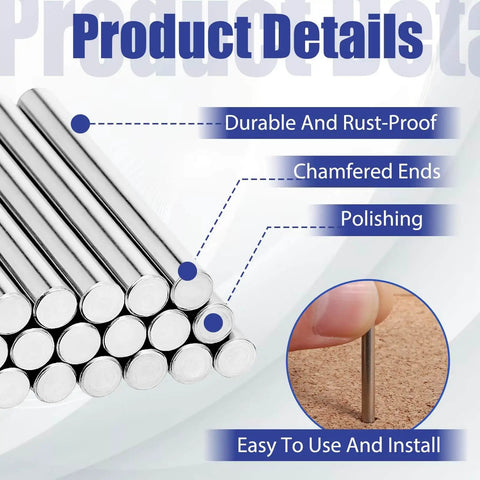 60Piece 3mm By 30mm Stainless Steel Shelf Dowels For Cabinets And Furniture Heavy Duty 304 Pegs installed in wood surface