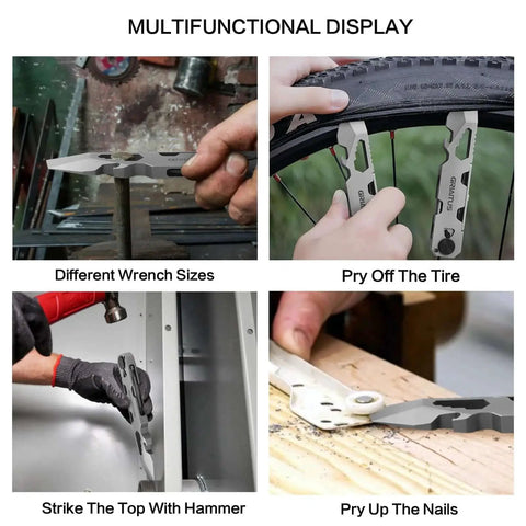 Everyday Carry Pry Bar Multitool with Bi-Directional Ratchet Screwdriver and Everlasting Pen Wrenches Crowbar Bottle Opener in use