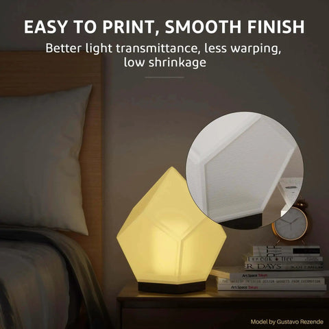 Lamp printed with Rapid PETG 1.75mm White Filament, 1kg Spool for 3D printing, showing smooth finish and light transmittance