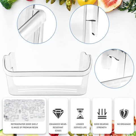 Refrigerator Door Bin Side Shelf 2-Pack, Clear Replacement for Frigidaire and Kenmore, premium resin material, detailed view