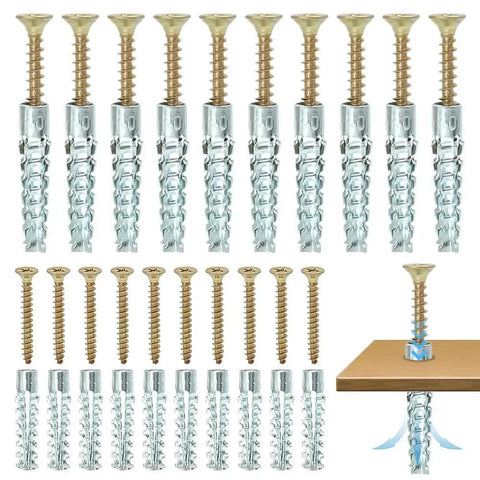 10 Pieces Carbon Steel Drive Anchors With Screws Tree Shaped Hollow Wall Anchors For Drywall And Furniture Repair Durable Metal Expansion Screws 3.5 Cm Length