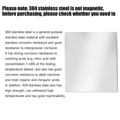 304 Stainless Steel Sheet Twelve By Twelve Inch One Eighth Inch Thick With Protective Film Durable Corrosion And Heat Resistant Metal Plate
