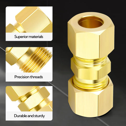 Brass GAGIRA 3/4 in compression tube fittings, straight union connectors, 3-piece set