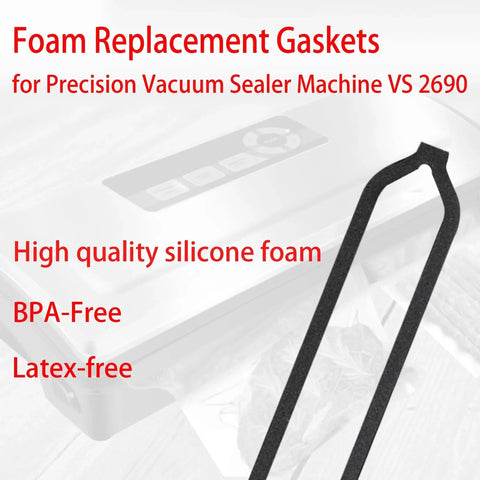 Foam Replacement Gasket Set for Precision Vacuum Sealer Machine VS 2690 4 Pack with PTFE Tape Teflon Seals By ZiHenryDa