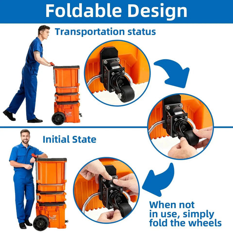 Front Caster Wheel Kit For Packout Tool Box In Steel Construction with folding wheels for easy storage and transport