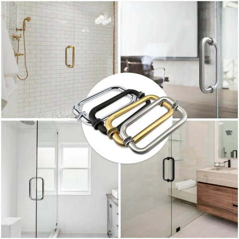 Glass Shower Door Handle For Sliding Frameless Doors In Brushed Nickel Finish Back To Back 304 Stainless Steel Pull Hardware 6 Inch