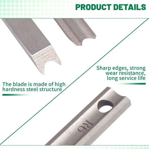 R6mm R8mm Metal Die Blade Replacement Kit showing sharp upper blades made of high hardness steel for corner cutter machine details.