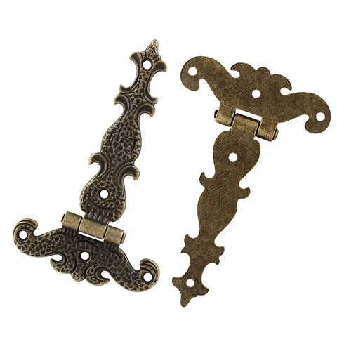 Four Piece Antique Bronze T Strap Hinges Set For Wood Fence Gates And Windows, Decorative Tee Hinge In Zinc Alloy 4.4 Inch By 2.7 Inch