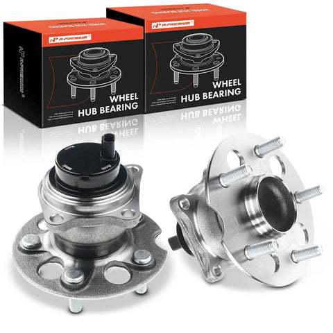 Two Pack Rear Wheel Bearing And Hub Assemblies With ABS For Toyota RAV4 1996 To 2005 FWD Only showing front view with packaging