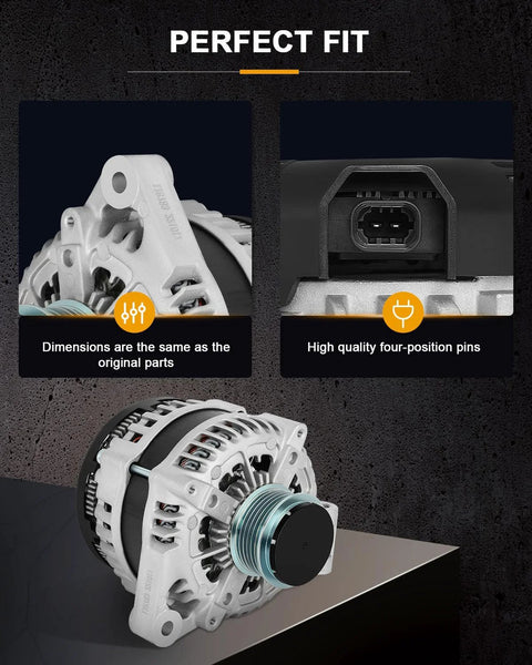 Plug And Play Drop In Alternator Replacement For Buick Enclave 2008 To 2016, Chevrolet Traverse 2009 To 2016 close-up view