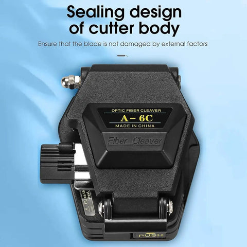 Pro Grade Fiber Optic Cleaver And Cable Cutter Set With Automatic Return shown with cutter body sealing design.