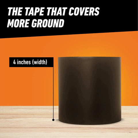 Waterproof Patch And Seal Tape Black 4x10 Inch for Permanent Leaks And Repairs, shown in 4-inch width roll