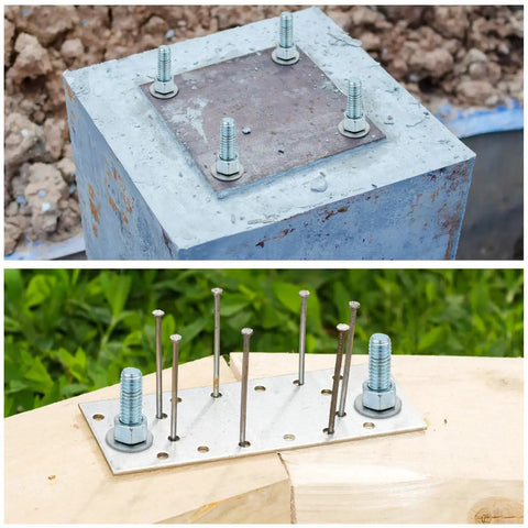 Galvanized J Bolt Anchor Set, 10 Pieces With Nuts And Washers, Concrete Fasteners For Foundation Walls, Slabs And Brick Projects