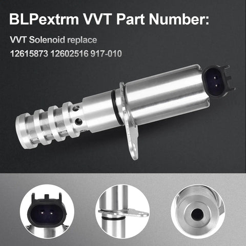 VVT Solenoid Replacement For Chevy Colorado Trailblazer GMC Canyon Envoy Buick Rainier Isuzu I280 I290 I350 I370 3.5L 3.7L 4.2L Camshaft Position Actuator Replaces 12615873, showing cylindrical metal design with plug connector and screw mountings for engine compatibility.