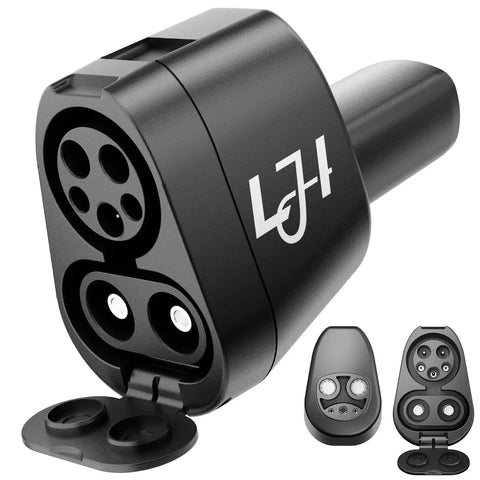 All In One CCS1 J1772 To Tesla Charger Adapter For Model Y 3 S X Cybertruck, close-up view showcasing ports and connectors.
