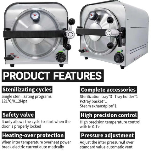 Two HANBENYTEX 14L lab autoclave sterilizers, compact stainless steel high‑pressure steam units with 3 trays each.