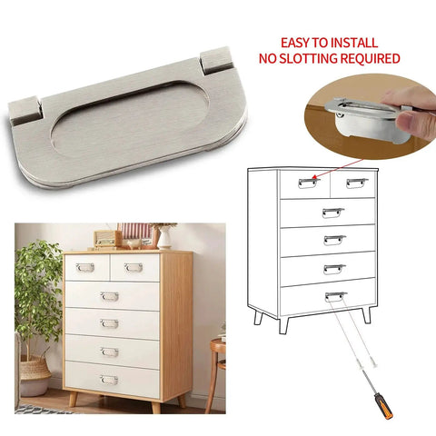 Four Pack 3 Inch Modern Hidden Recessed Door Pull Handles In Silver Zinc Alloy For Cabinets Cupboards Drawers And Dressers