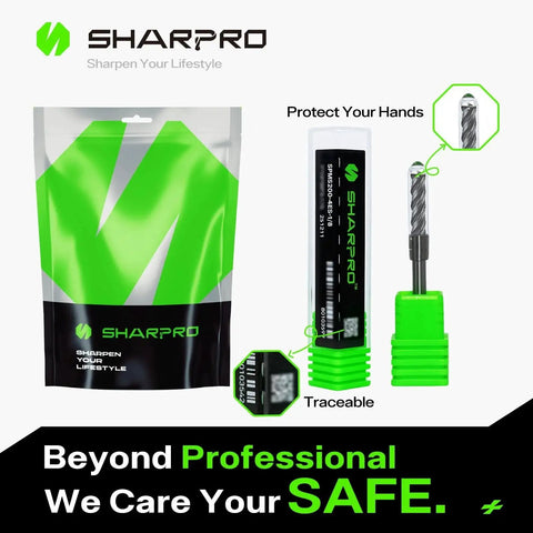 Heavy Duty Four Flute Carbide Square End Mill With One Eighth Inch Shank Pro Grade CNC End Mill For Alloy Steel Stainless Steel And Cast Iron Heat Resistant Vibration Free Milling Five Pack packaging with green accents