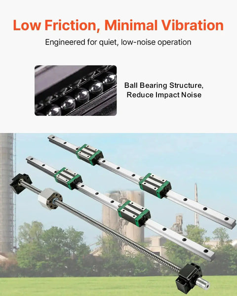 Two HGR20 1500 mm Linear Guide Rails Kit With Four Blocks And RM1605 1500 mm Ballscrew BF12 BK12 Kit Pre Drilled Holes For CNC Routers Lathes And Mills Ready To Assemble Durable GCr15 Bearing Steel For Long Travel Precision