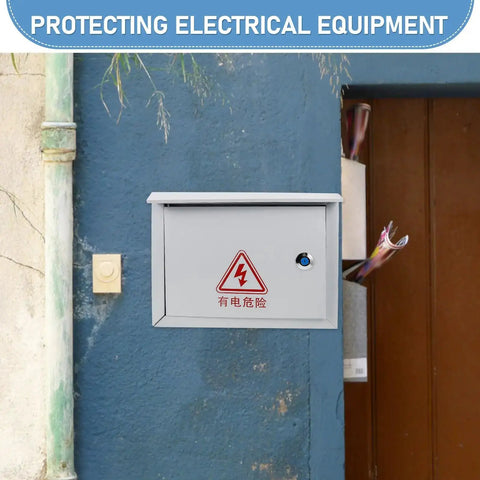 Weatherproof Outdoor Electrical Junction Box 300x400x160mm Heavy Duty Iron Distribution Panel for circuit protection outdoors.