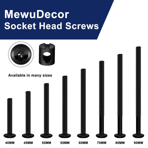 M6x80mm Black Flat Head Socket Head Screws With Barrel Nuts And Allen Wrench For Furniture Assembly Ten Sets Included Durable High Carbon Steel