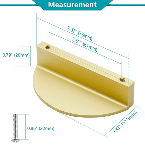 Brushed Brass Half Moon Cabinet Pulls 4 Pack Semicircle Drawer Handles With Screws 3.07 Inch Overall Length And 2.51 Inch Center To Center