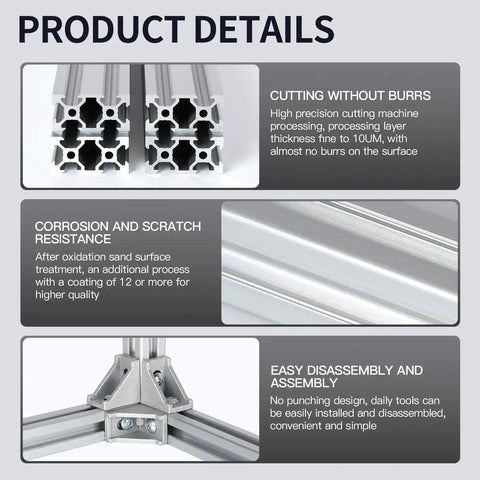 4 Pack 1000mm 2040 V Slot Aluminum Extrusion Profiles Anodized Silver For 3D Printer Frames CNC Machines DIY Robotics And Structural Builds For Pro Builders product details including cutting precision, corrosion resistance, and assembly features.