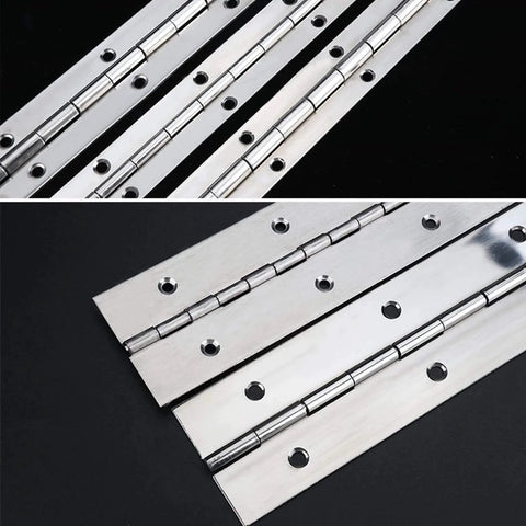 24 Inch Stainless Steel Continuous Hinge Two Pieces Heavy Duty Piano Hinges With Holes For Boats Cabinets Storage Boxes Doors And Windows Includes 48 Screws Surface Mount Ready Long Blade Polished Silver 60cm
