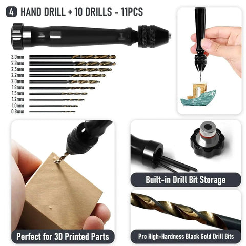 All In One 3D Printer Tools Kit For Finishing And Maintenance 56 Essential Tools Including Deburring Tool With Extra Blades Wire Cutter Hand Drill With Bits Mini Needle File Set Spatulas Tweezers Digital Caliper Nozzle Cleaner