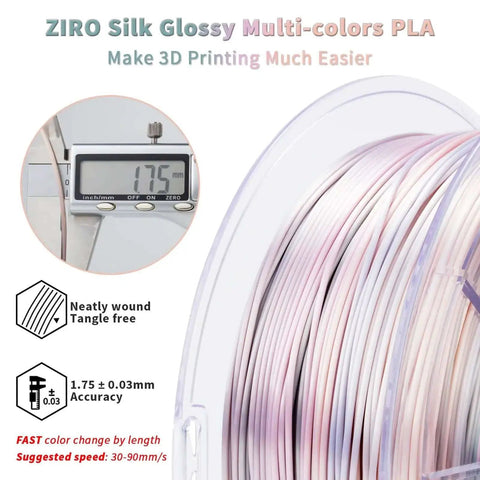 Earth Tone Silk PLA Filament With Dope Gradient Color Change For 3D Printing On Most FDM Printers, Glossy Finish, 1Kg Spool