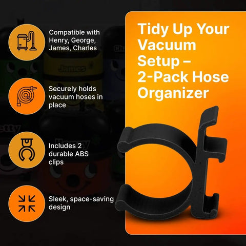Universal Vacuum Hose Holder Clip Set For Henry, George, James And Charles Heavy Duty Hose Clips For Secure Storage ABS 2 Pack